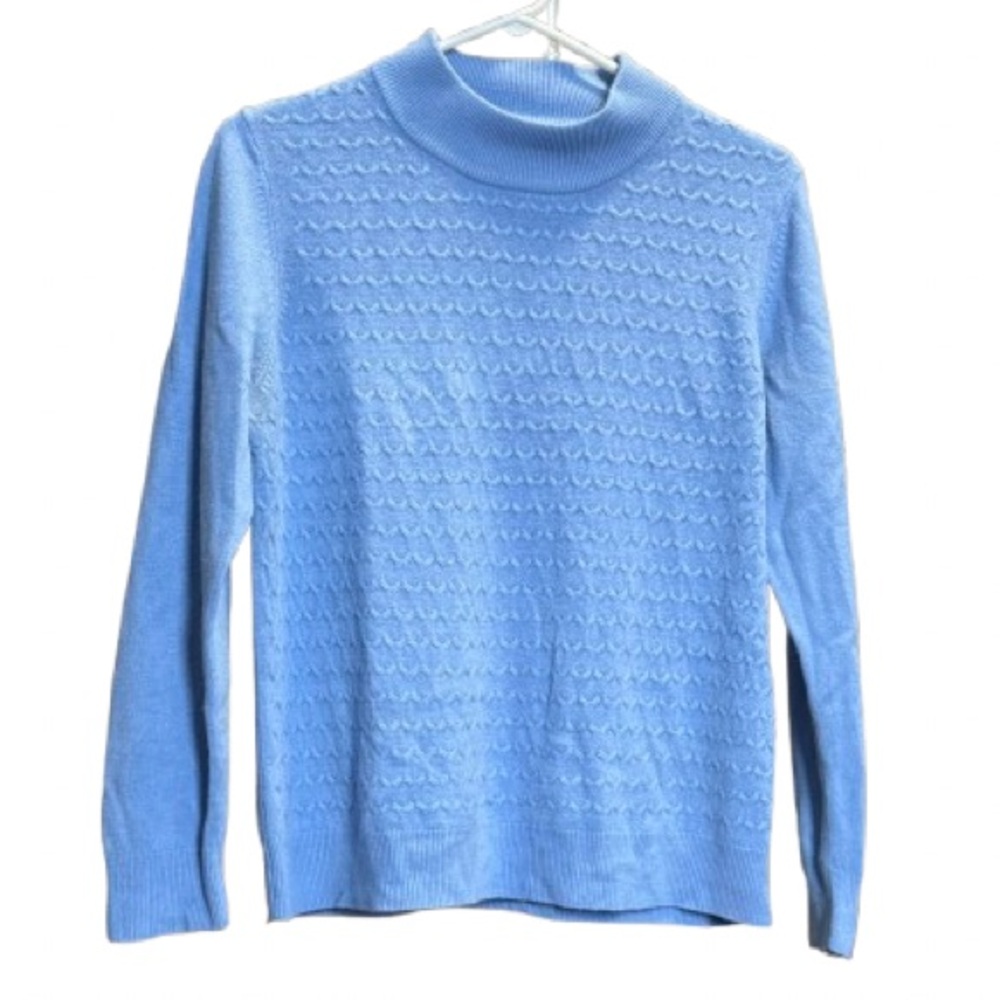 Alia Petite Sweater | Soft Knit Pullover Sky Blue Cowl Neck